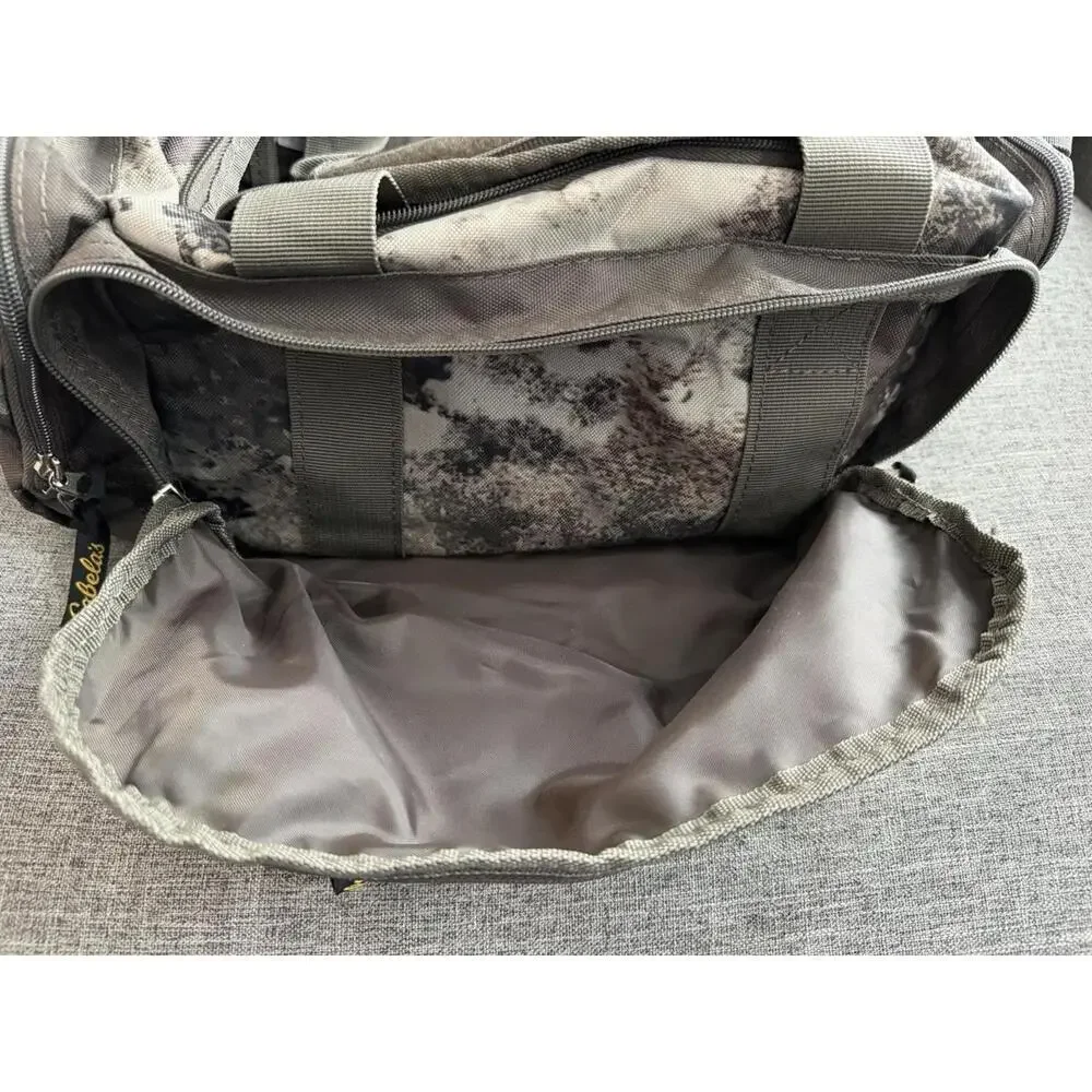 Cabelas Camo Catch All Gear Bag Weather Resistant Pockets Fishing Hunting Strap